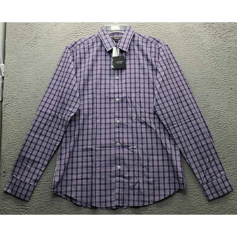 J. Maverick New York Shirt Mens Large Multi Plaid Slim Fit Long Sleeve Button Up